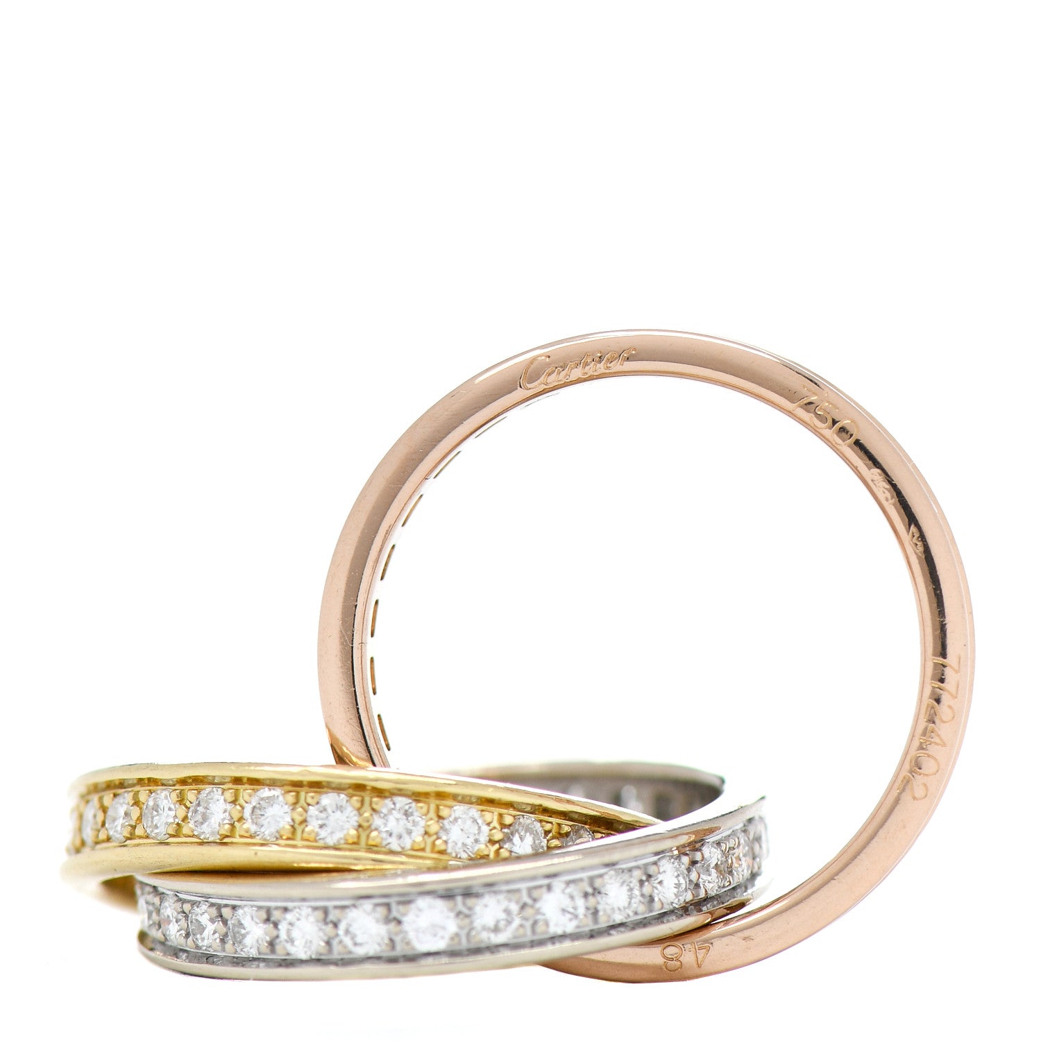Cartier 18K White Yellow Pink Gold Diamond Trinity Ring 48 4.5 4 of 4