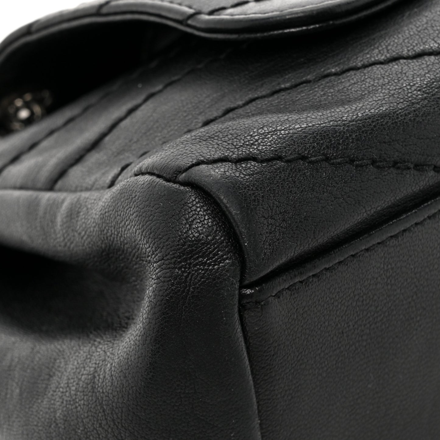 Pebbled Lambskin Chevron Monogram Small Nolita Black