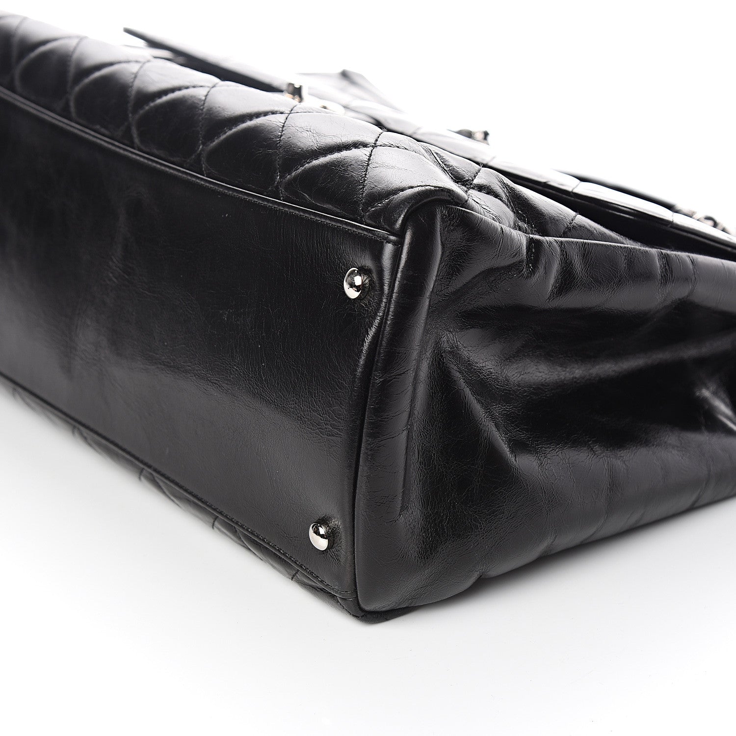 Chanel Glazed Calfskin Quilted Large CC Delivery Tote Black 8 of 9