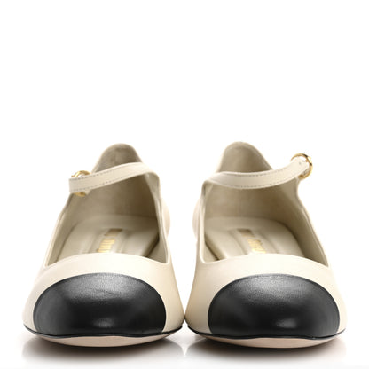 Miu Miu Nappa Mary Jane 40mm Pumps 37 Avorio Black 3 of 14