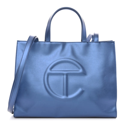 Telfar Metallic Vegan Leather Medium Shopping Bag Cobalt 1 of 11