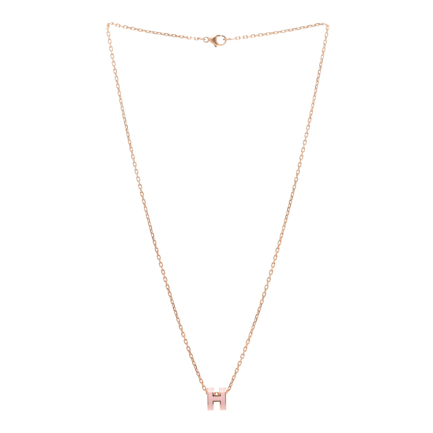 Hermes Lacquered Rose Gold Mini Pop H Pendant Necklace Rose Dragee 3 of 8