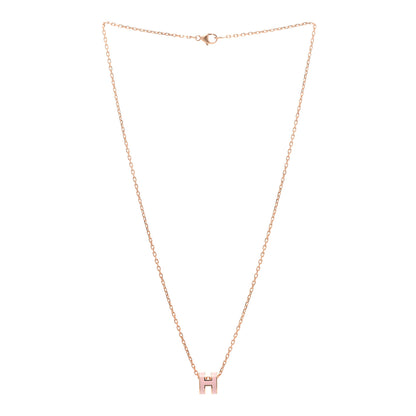 Hermes Lacquered Rose Gold Mini Pop H Pendant Necklace Rose Dragee 3 of 8