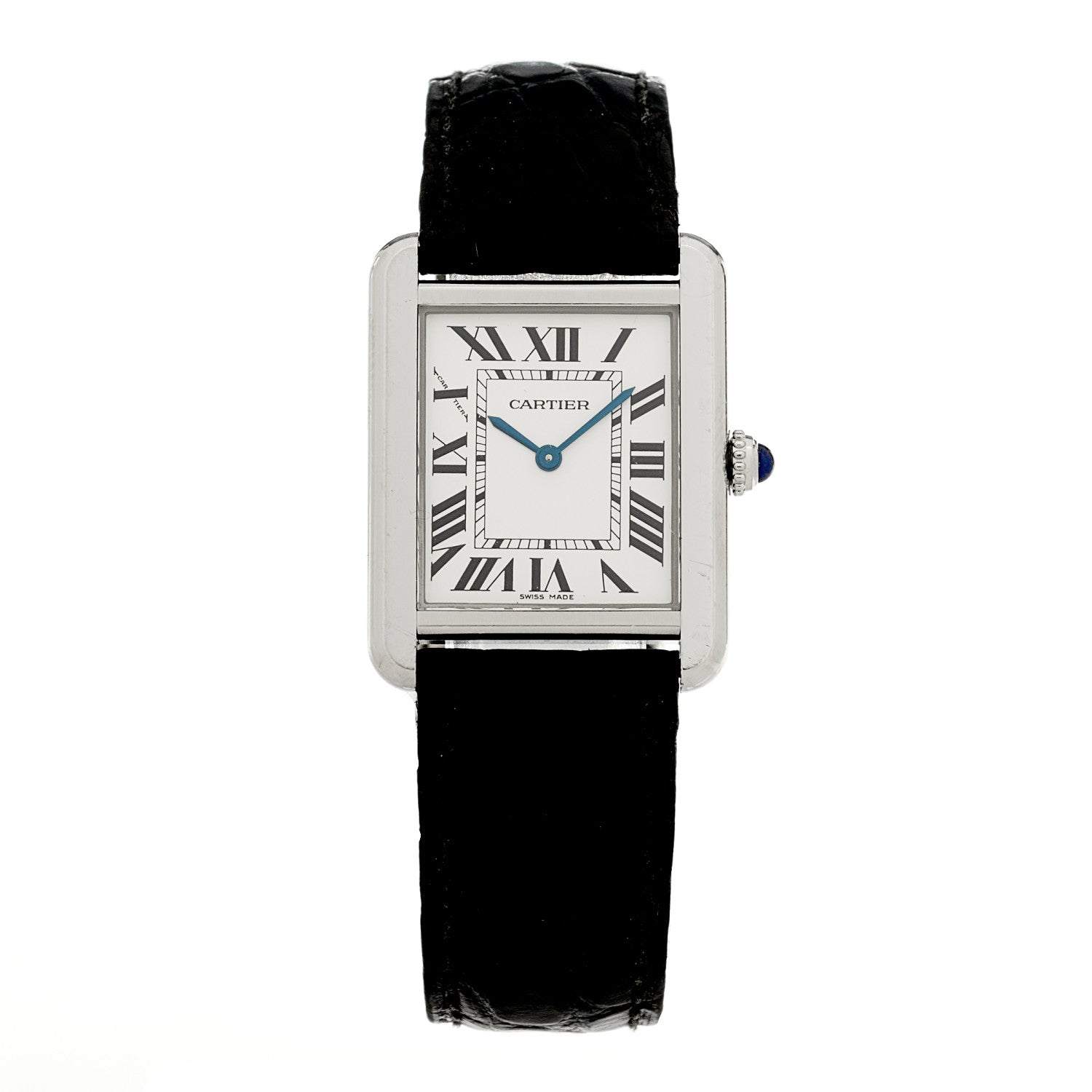 Cartier Stainless Steel Alligator 24mm Tank Solo Quartz Watch 1 of 5