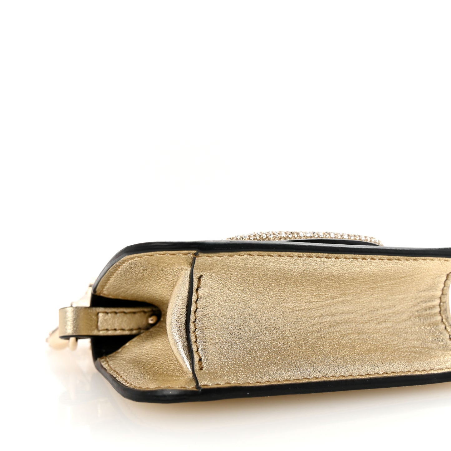 Metallic Calfskin Crystal Vlogo Micro Loco Shoulder Bag Platino