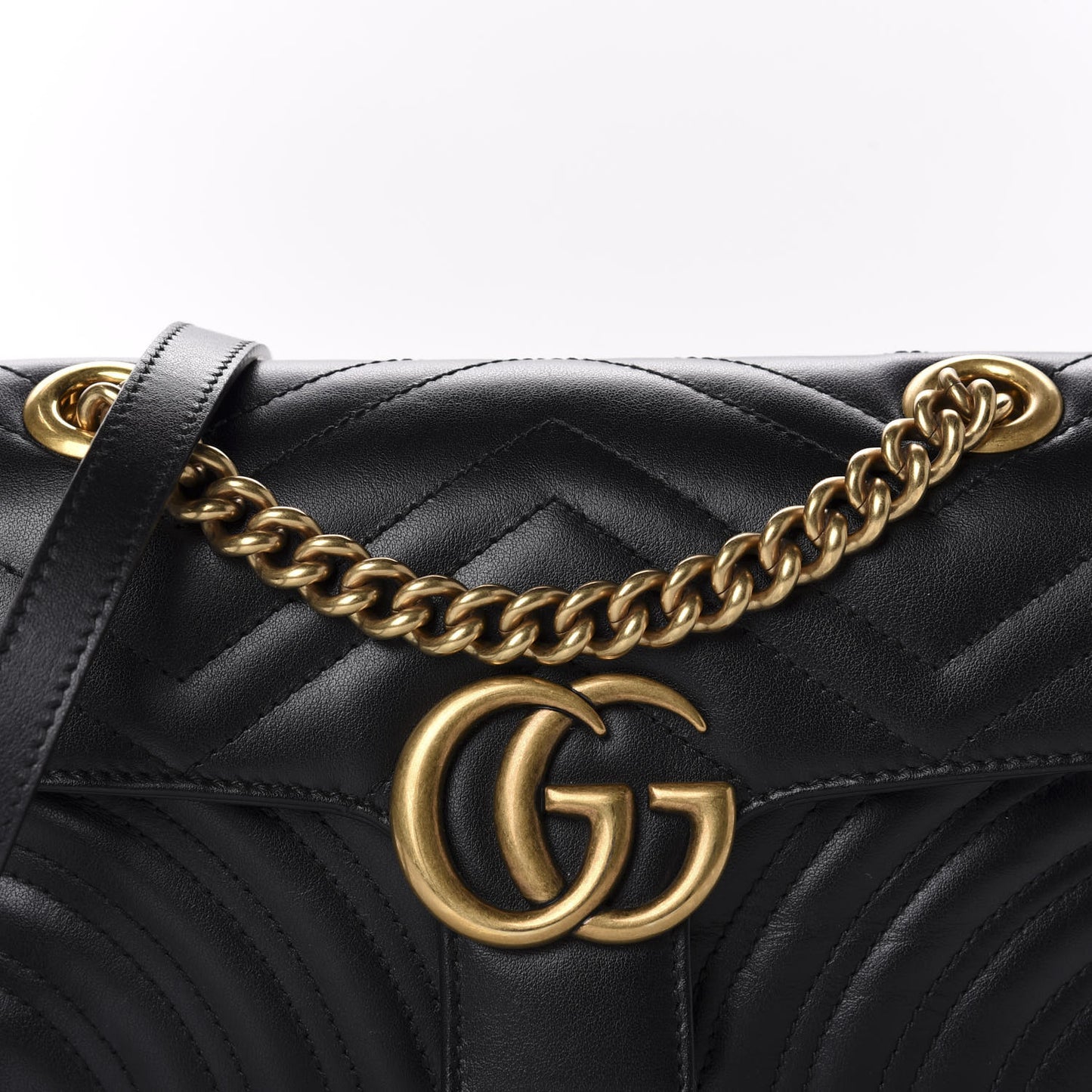 Calfskin Matelasse Mini GG Marmont Shoulder Bag Black