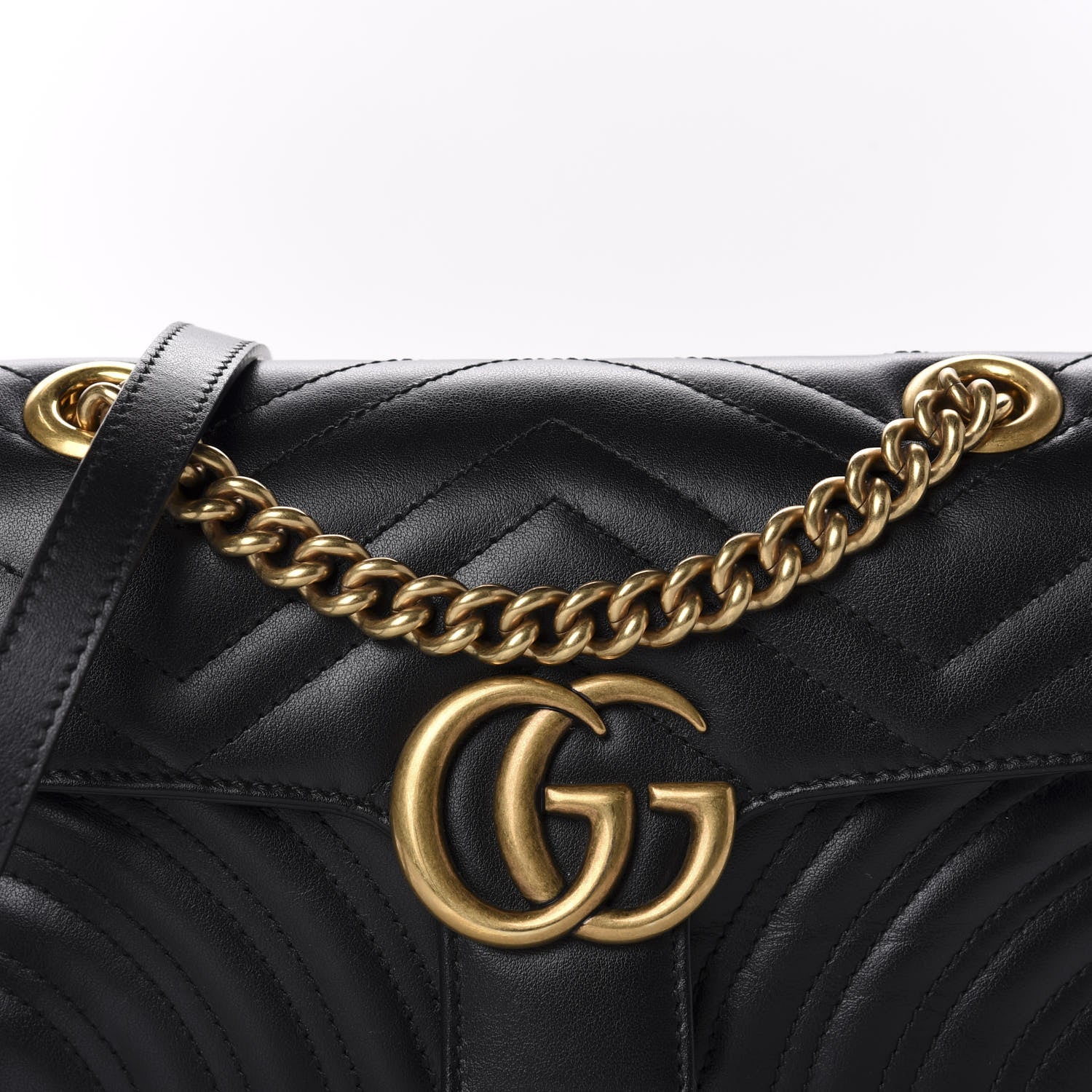 Gucci Calfskin Matelasse Mini GG Marmont Shoulder Bag Black 11 of 12