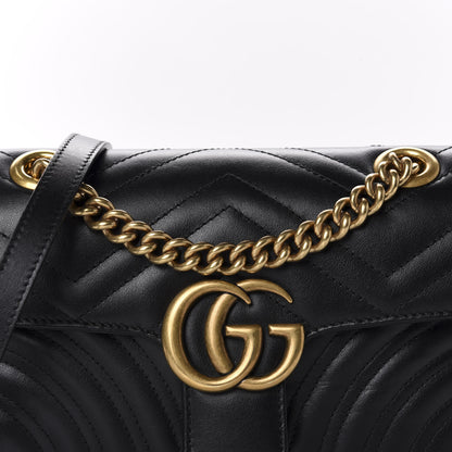 Gucci Calfskin Matelasse Mini GG Marmont Shoulder Bag Black 11 of 12