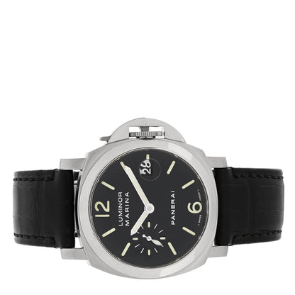 Panerai Stainless Steel Alligator 40mm Luminor Marina Automatic Watch Black PAM00048 2 of 4