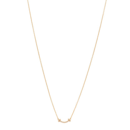 Tiffany 18K Yellow Gold Diamond Mini T Smile Pendant Necklace 1 of 6