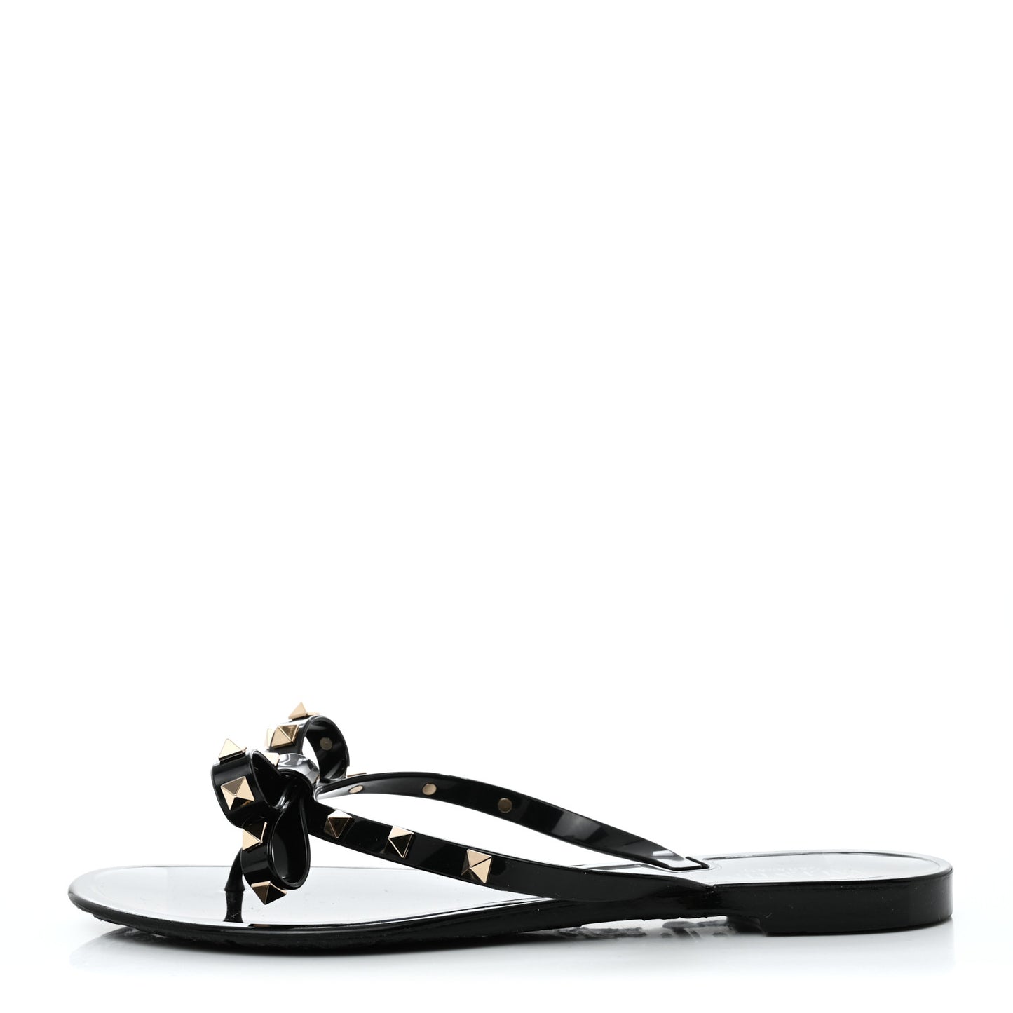 PVC Jelly Rockstud Bow Thong Sandals 41 Black