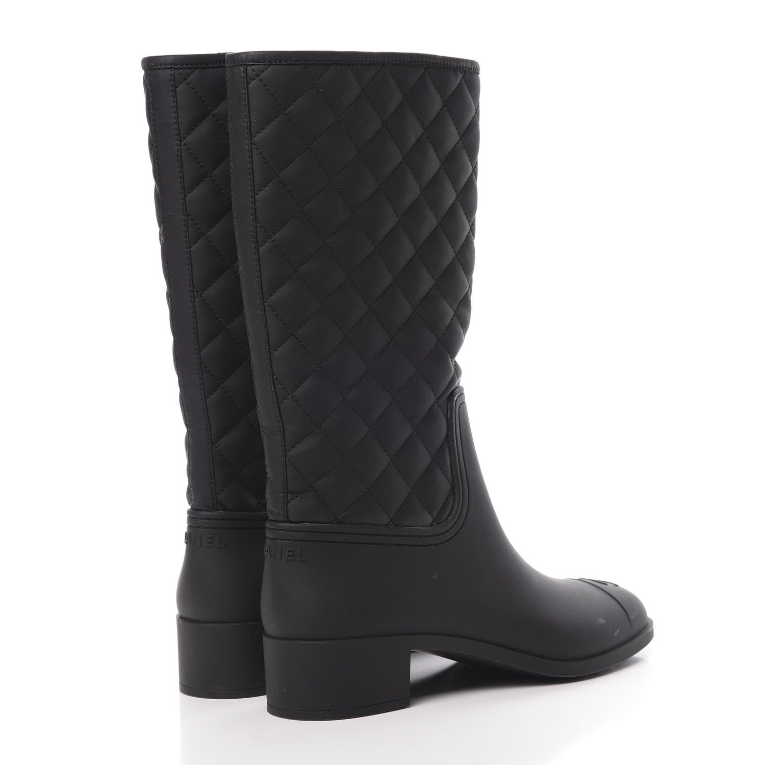Chanel Rubber Quilted Rain Boots 41 Black 4 of 8