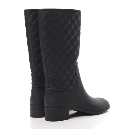 Chanel Rubber Quilted Rain Boots 41 Black 4 of 8