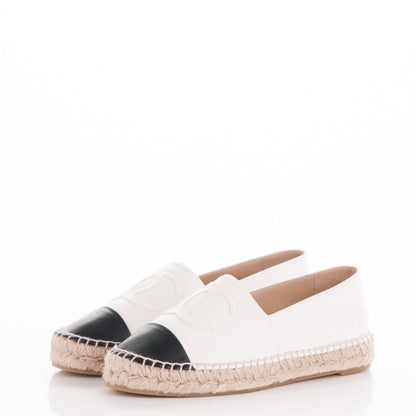 Chanel Lambskin Espadrilles White Black 38 3 of 10