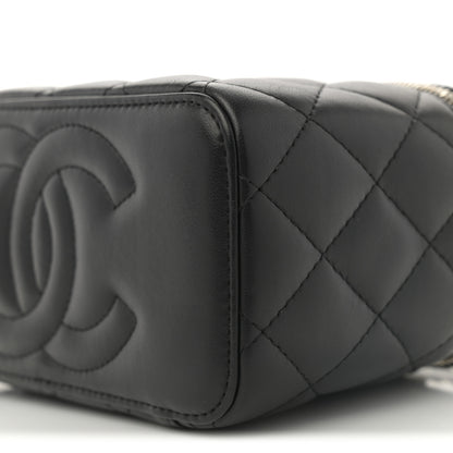 Chanel Lambskin Quilted Small Top Handle Vanity Case With Chain Black 10 of 10