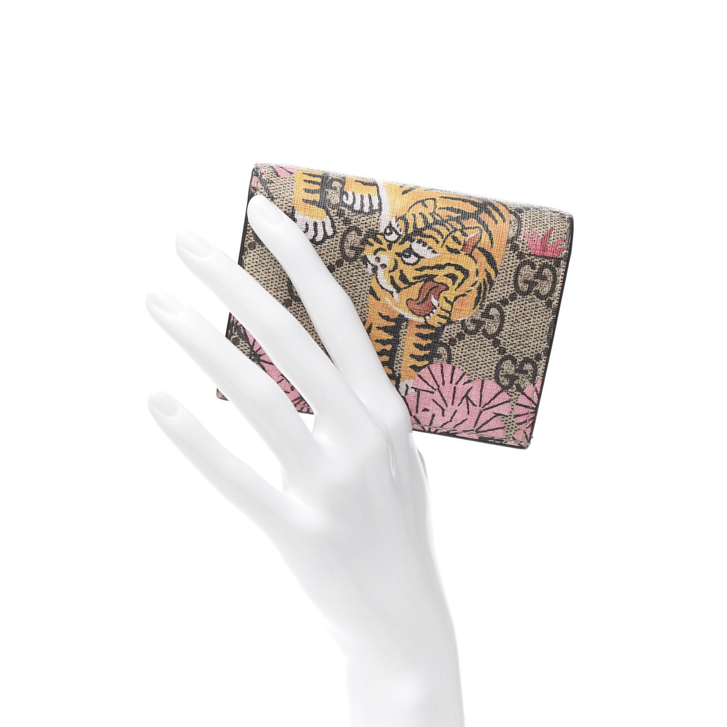 GG Supreme Monogram Bengal Card Case Beige Pink
