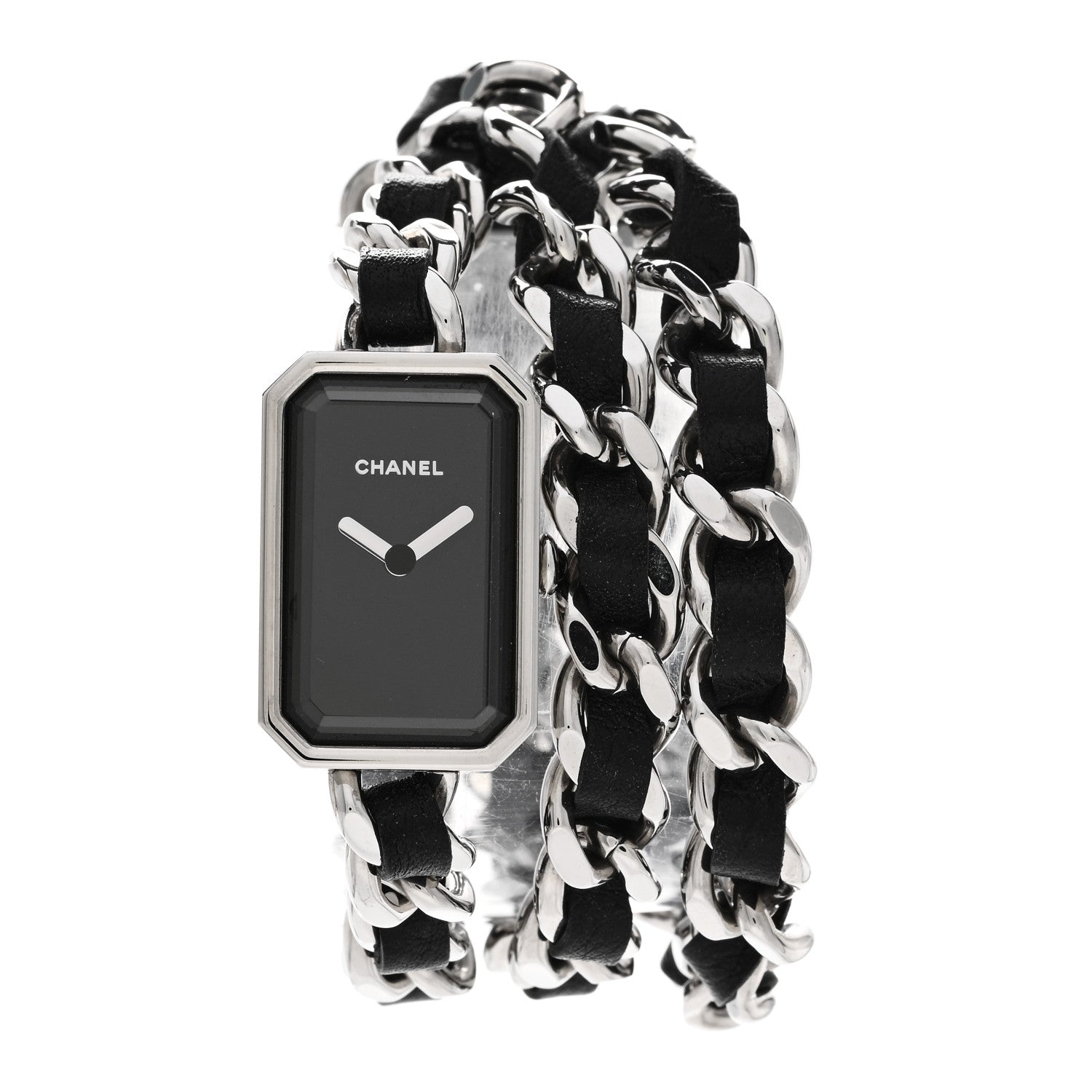Chanel Stainless Steel Lambskin 16mm Premiere Rock Triple Row Quartz Watch Black 1 of 5