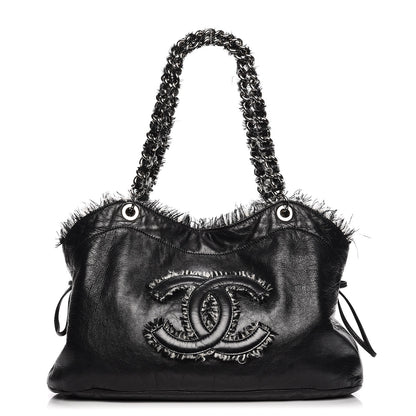 Chanel Tweed Lambskin Drawstring Tweedy Tote Black 1 of 9
