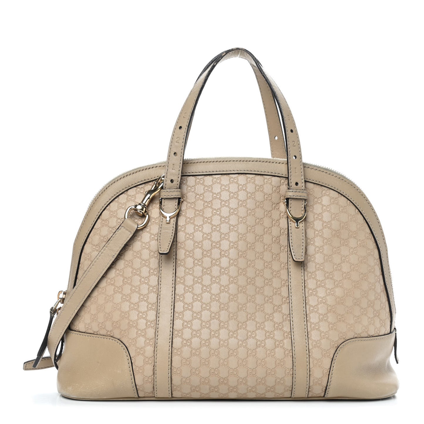 Microguccissima Small Nice Top Handle Dome Bag Beige