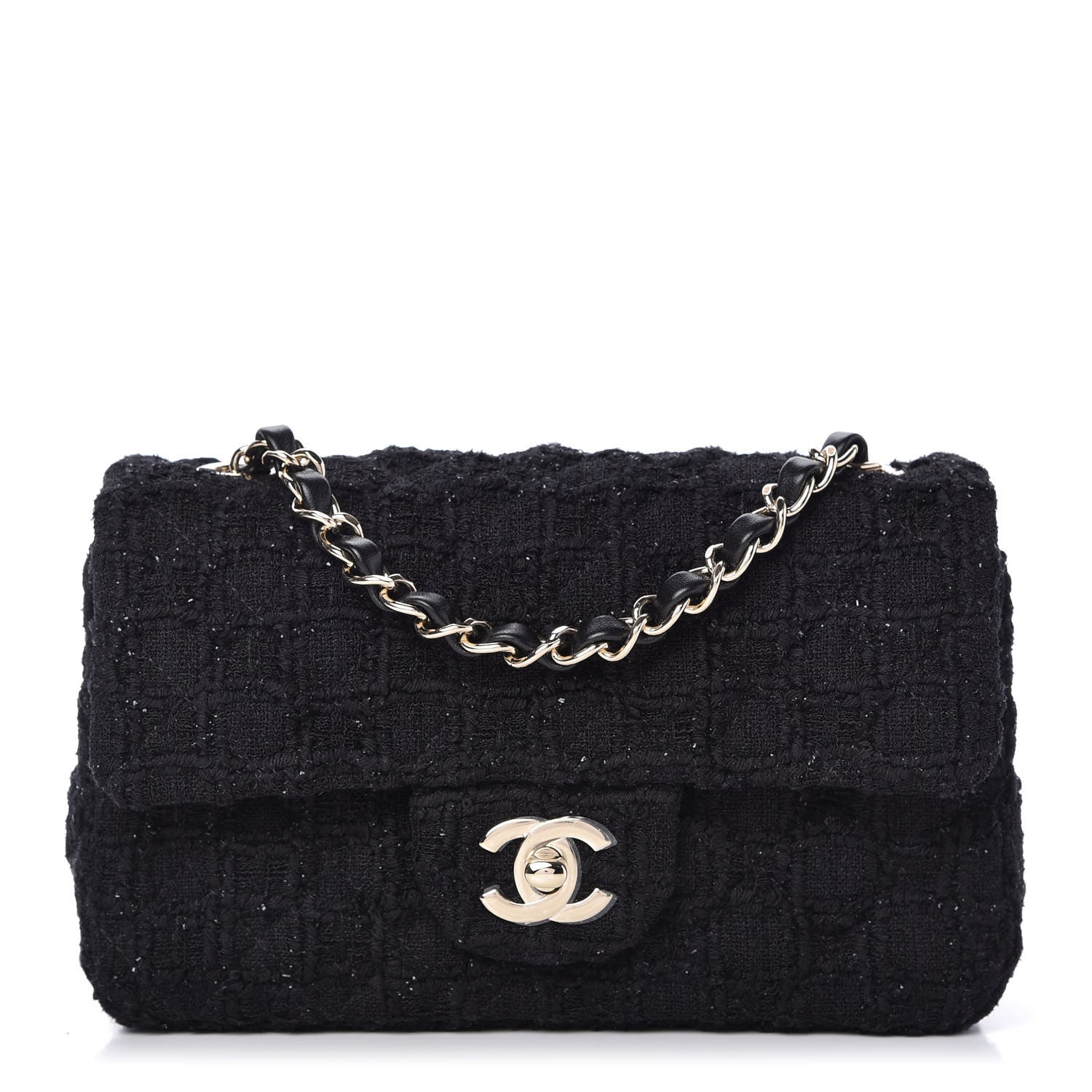Chanel Tweed Quilted Mini Rectangular Flap Black 1 of 11