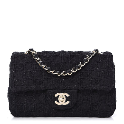 Chanel Tweed Quilted Mini Rectangular Flap Black 1 of 11