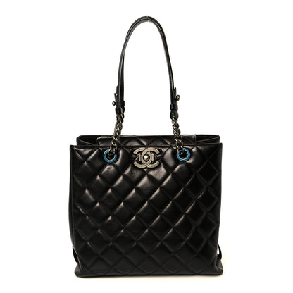 Chanel Metallic Goatskin Quilted Small City Rock Shopping Tote Black 1 of 10