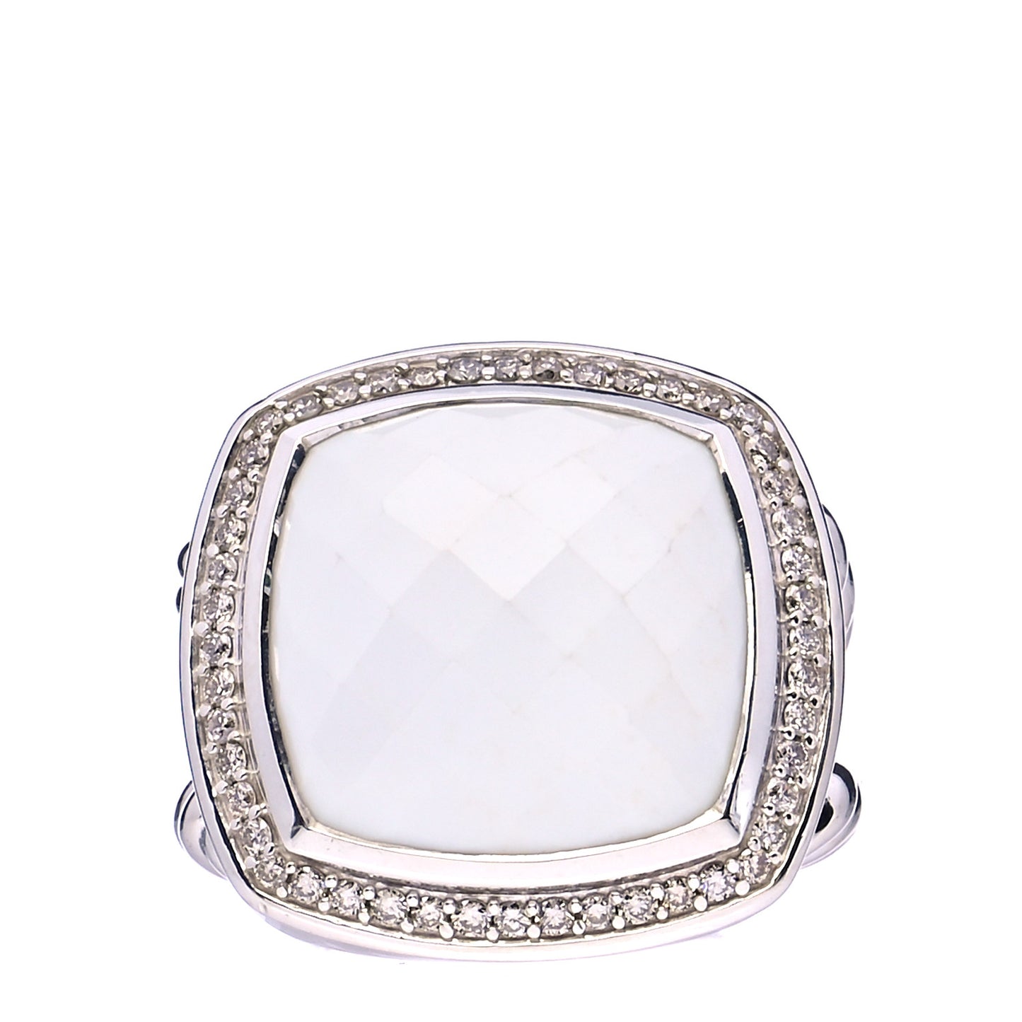 Sterling Silver Diamond White Jasper 17mm Albion Ring 52 6
