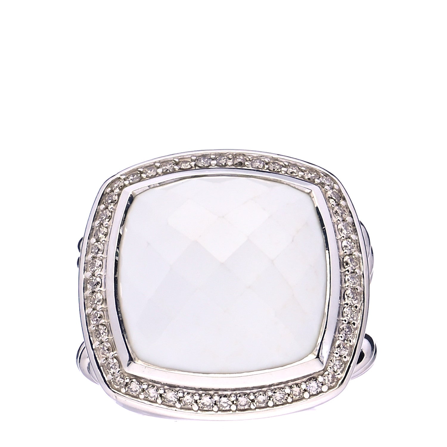 David Yurman Sterling Silver Diamond White Jasper 17mm Albion Ring 52 6 1 of 7