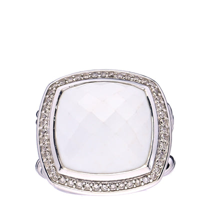 David Yurman Sterling Silver Diamond White Jasper 17mm Albion Ring 52 6 1 of 7