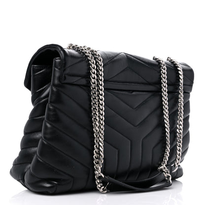 Saint Laurent Calfskin Y Quilted Monogram Medium Loulou Chain Satchel Black 3 of 19