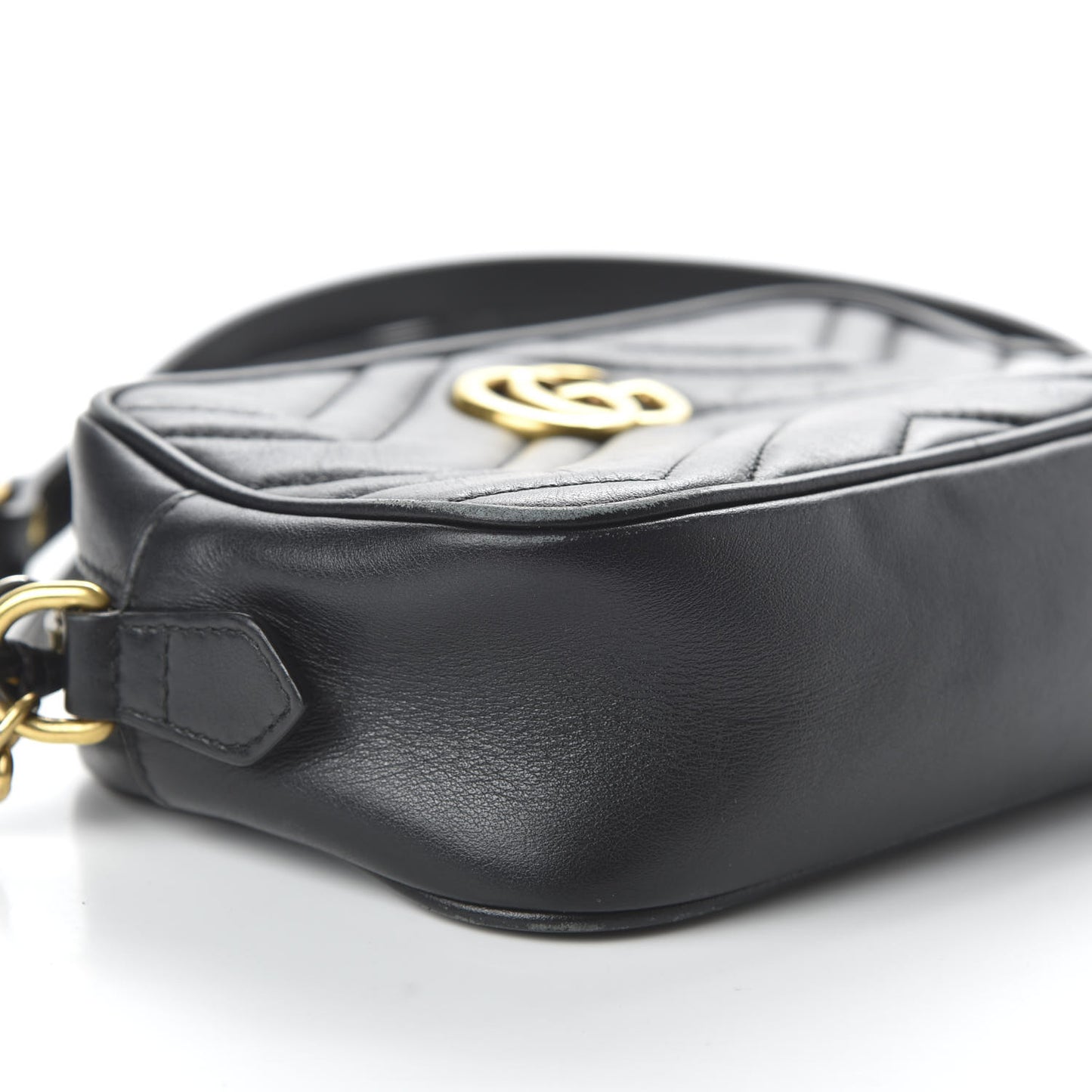 Calfskin Matelasse Mini GG Marmont Chain Shoulder Bag Black