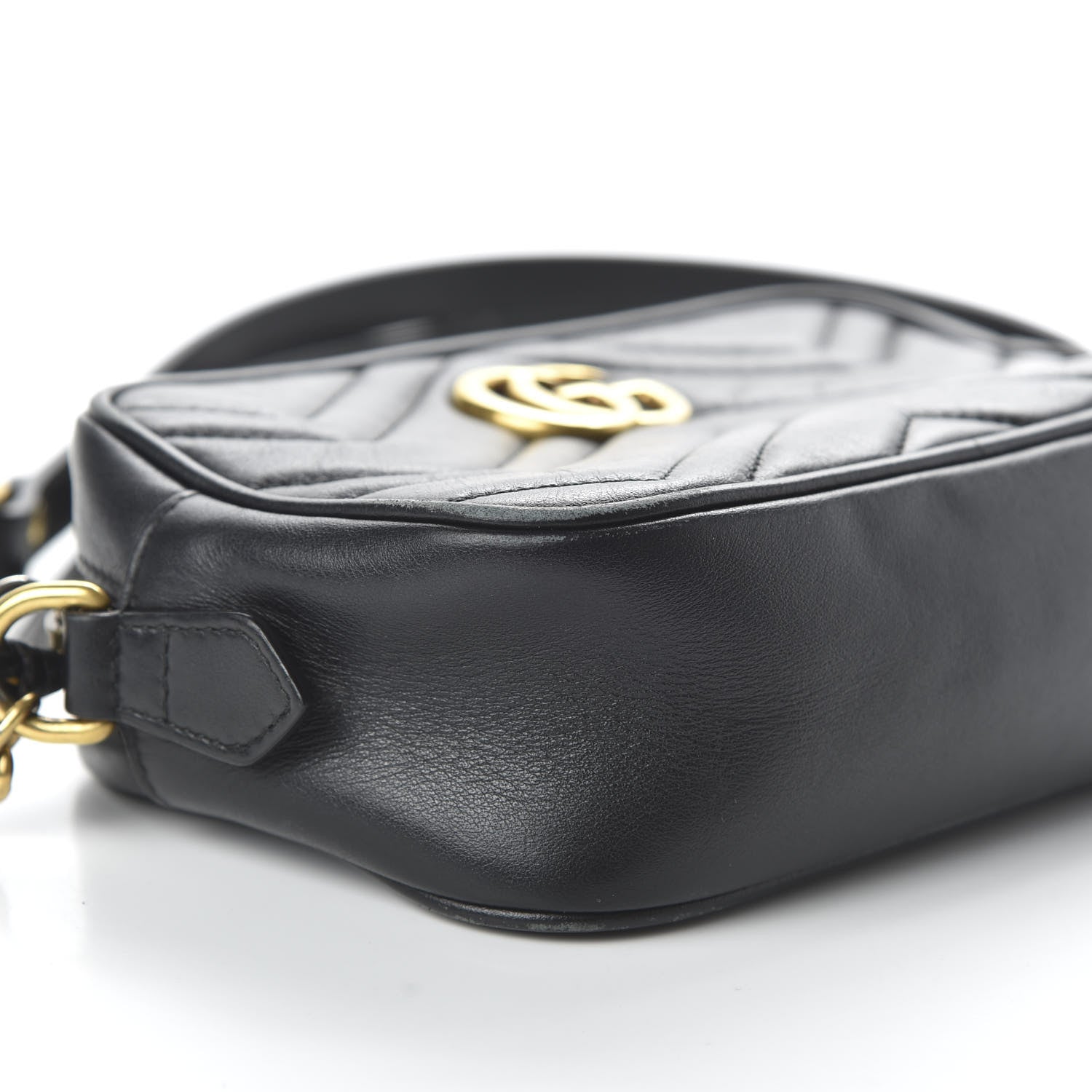 Gucci Calfskin Matelasse Mini GG Marmont Chain Shoulder Bag Black 6 of 10