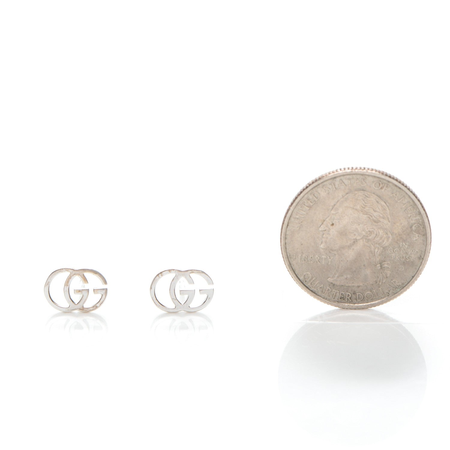 Gucci 18K White Gold GG Tissue Stud Earrings 2 of 5