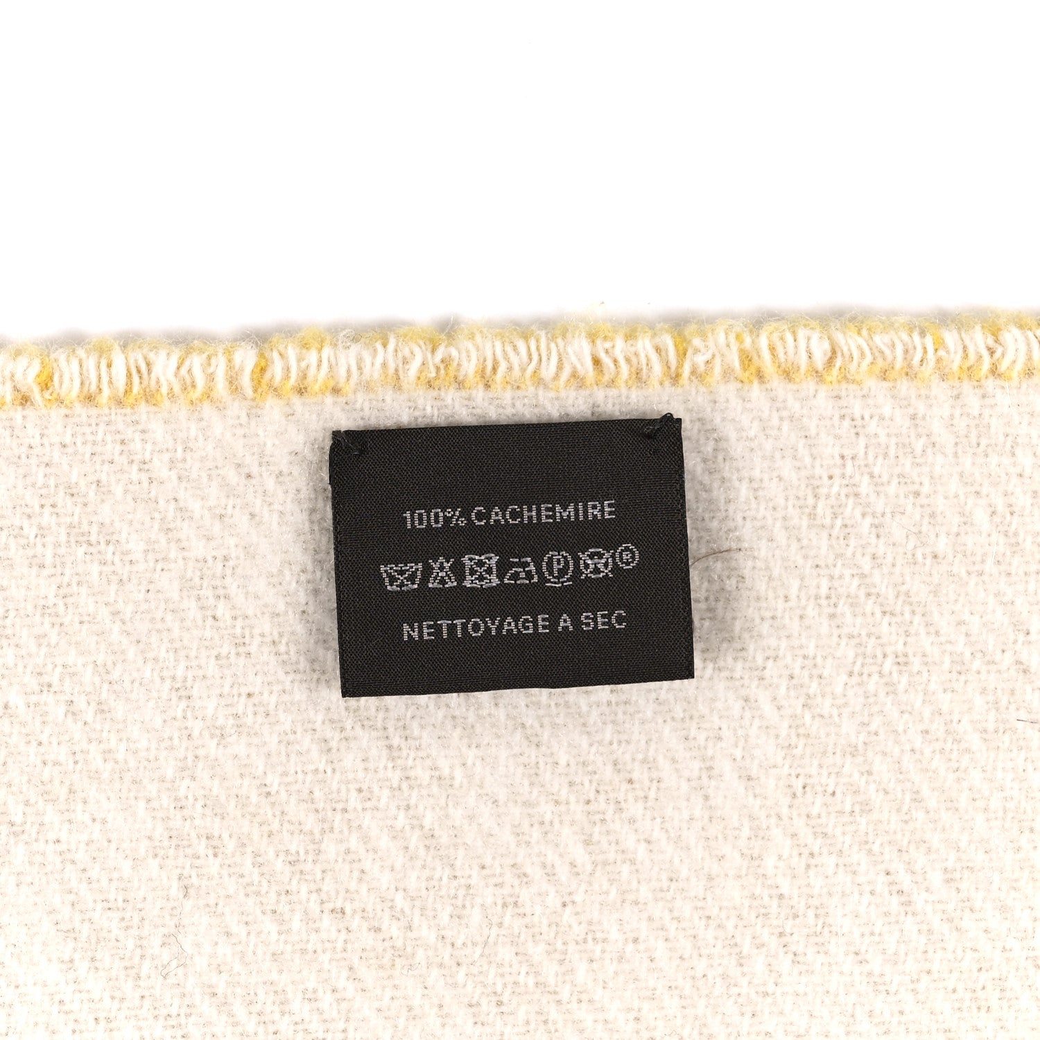 Hermes Cashmere Casaque Double H Muffler Jaune De Naples Ivory 4 of 4
