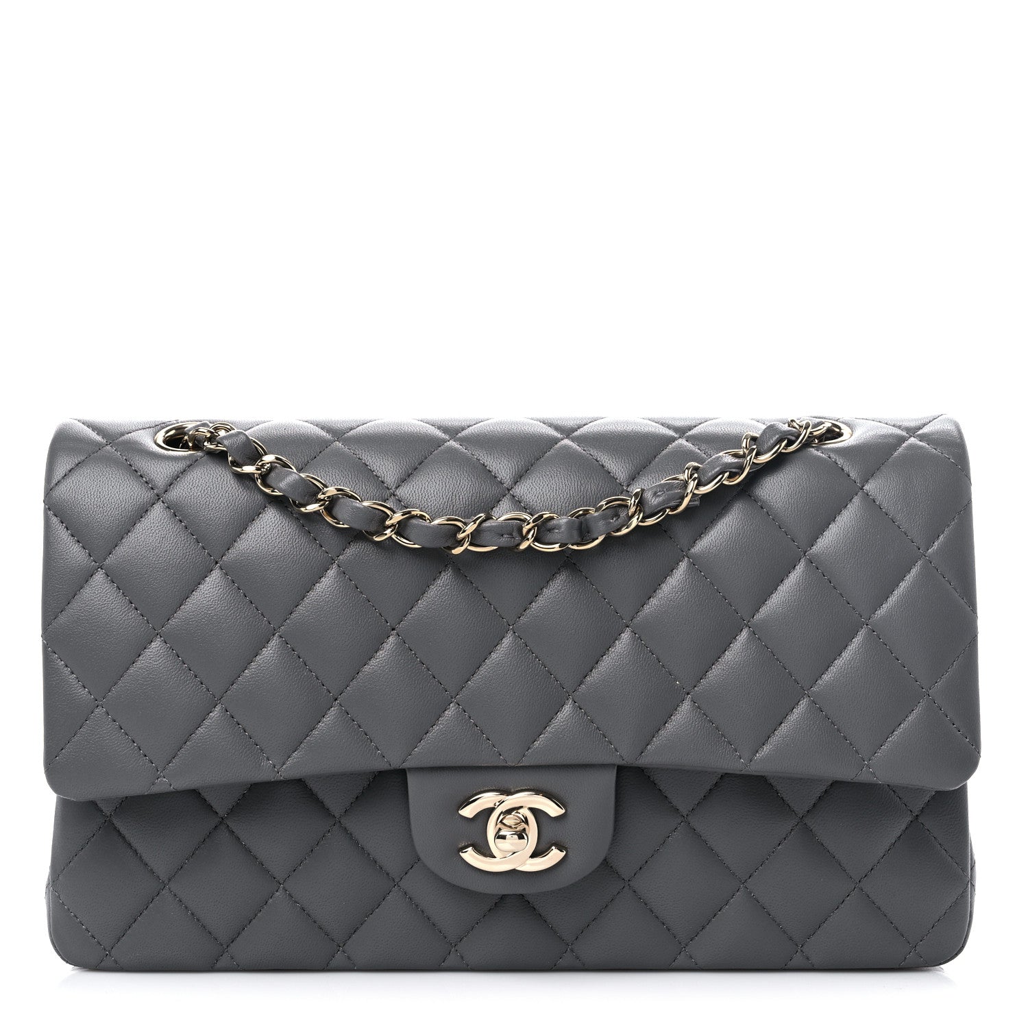 Chanel Lambskin Quilted Medium Double Flap Dark Grey 1 of 11
