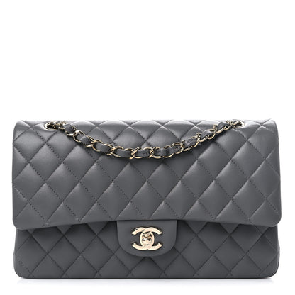 Chanel Lambskin Quilted Medium Double Flap Dark Grey 1 of 11