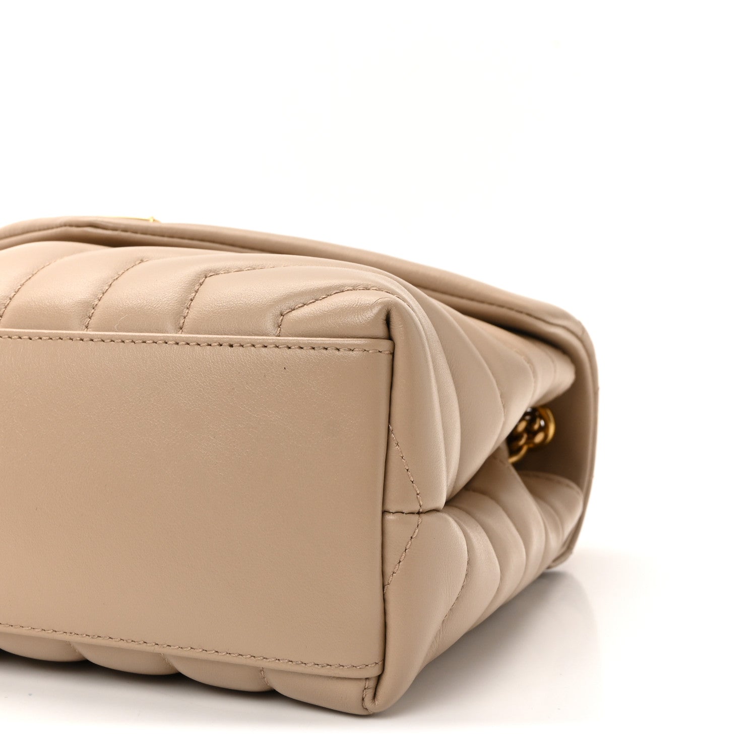 Saint Laurent Calfskin Y Quilted Monogram Small Loulou Chain Satchel Dark Beige 9 of 10