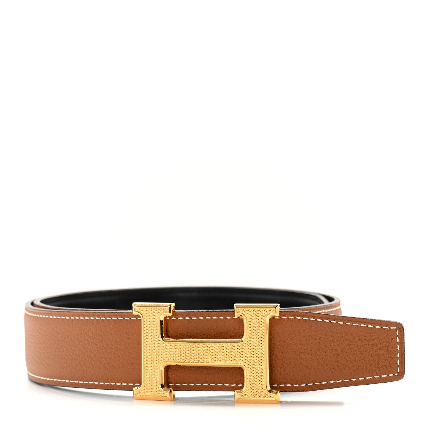 Hermes Box Togo 32mm Guilloche H Belt 75 30 Black Gold 2 of 12