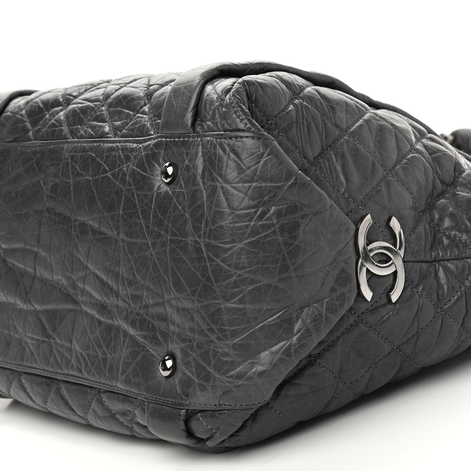 Chanel Distressed Lambskin Vintage Ligne Lady Braid Tote Dark Grey 10 of 11