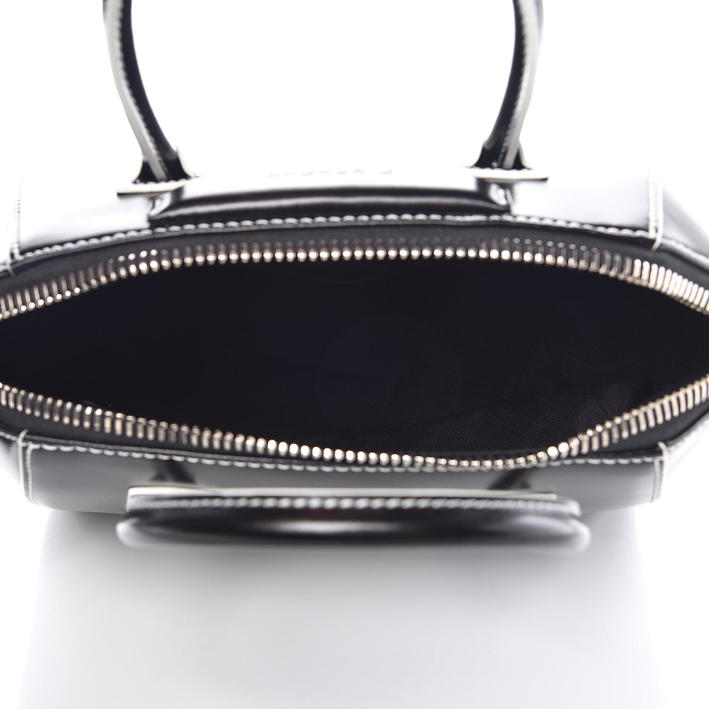 Calfskin Contrast Topstitch Small Antigona Black White