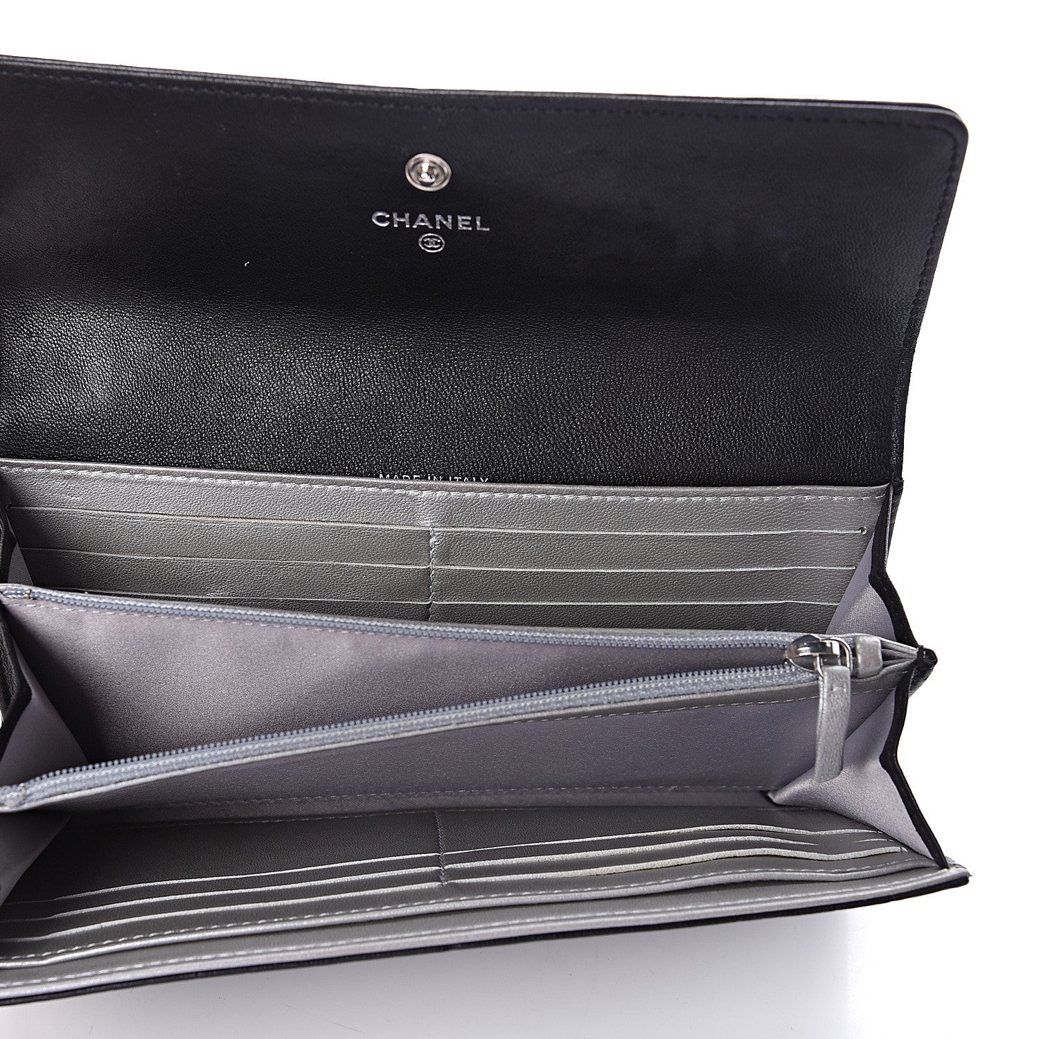 Chanel Lambskin Embossed Camellia Large Gusset Flap Wallet Black 5 of 14