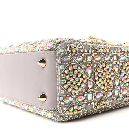 Christian Dior Calfskin Satin Celestial Bead Embroidery Embroidered Small Lady Dior Grey Multicolor 10 of 11