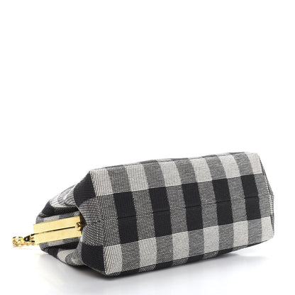 Mansur Gavriel Checker Canvas Mini Volume Chain Clutch Black White 4 of 9