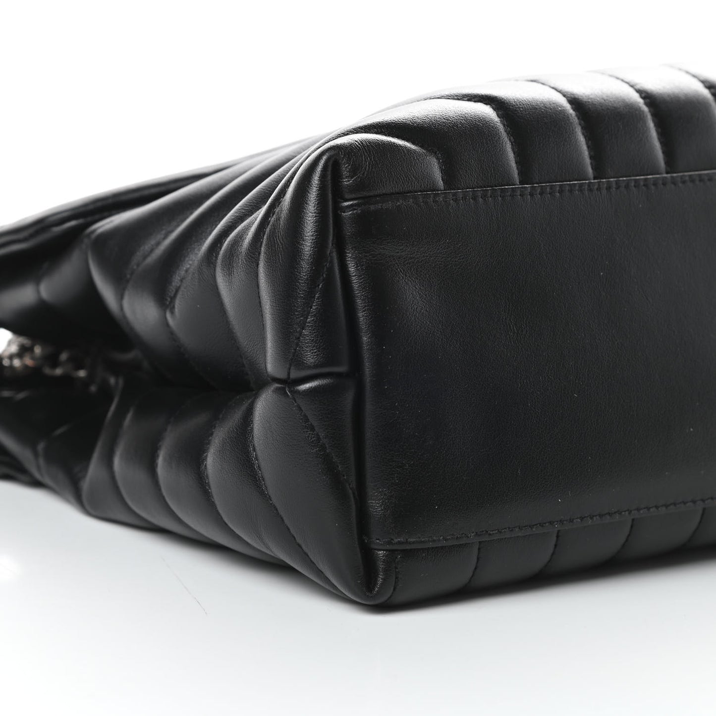 Calfskin Y Quilted Monogram Medium Loulou Chain Satchel Black