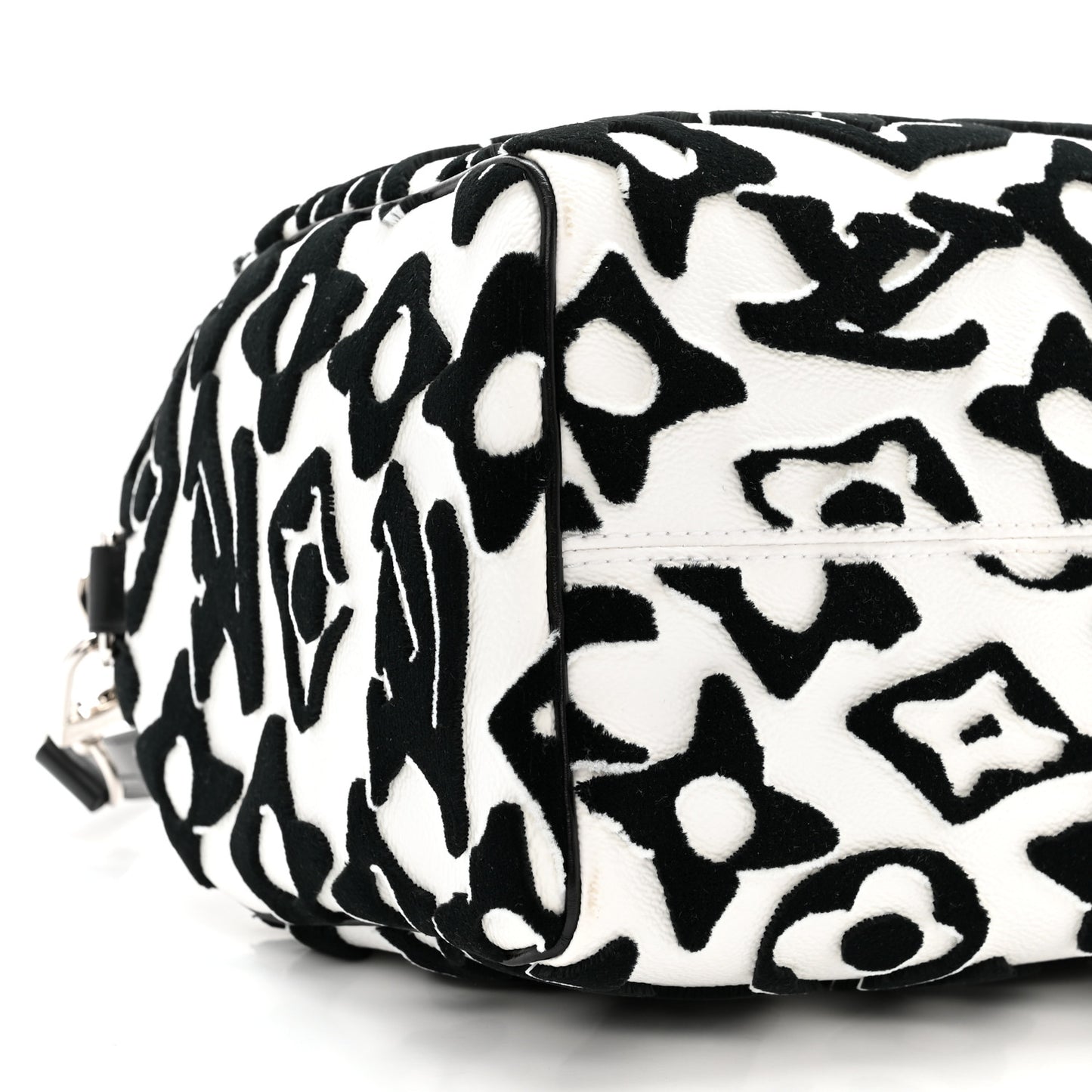 X UF Tufted Monogram Speedy Bandouliere 25 White Black