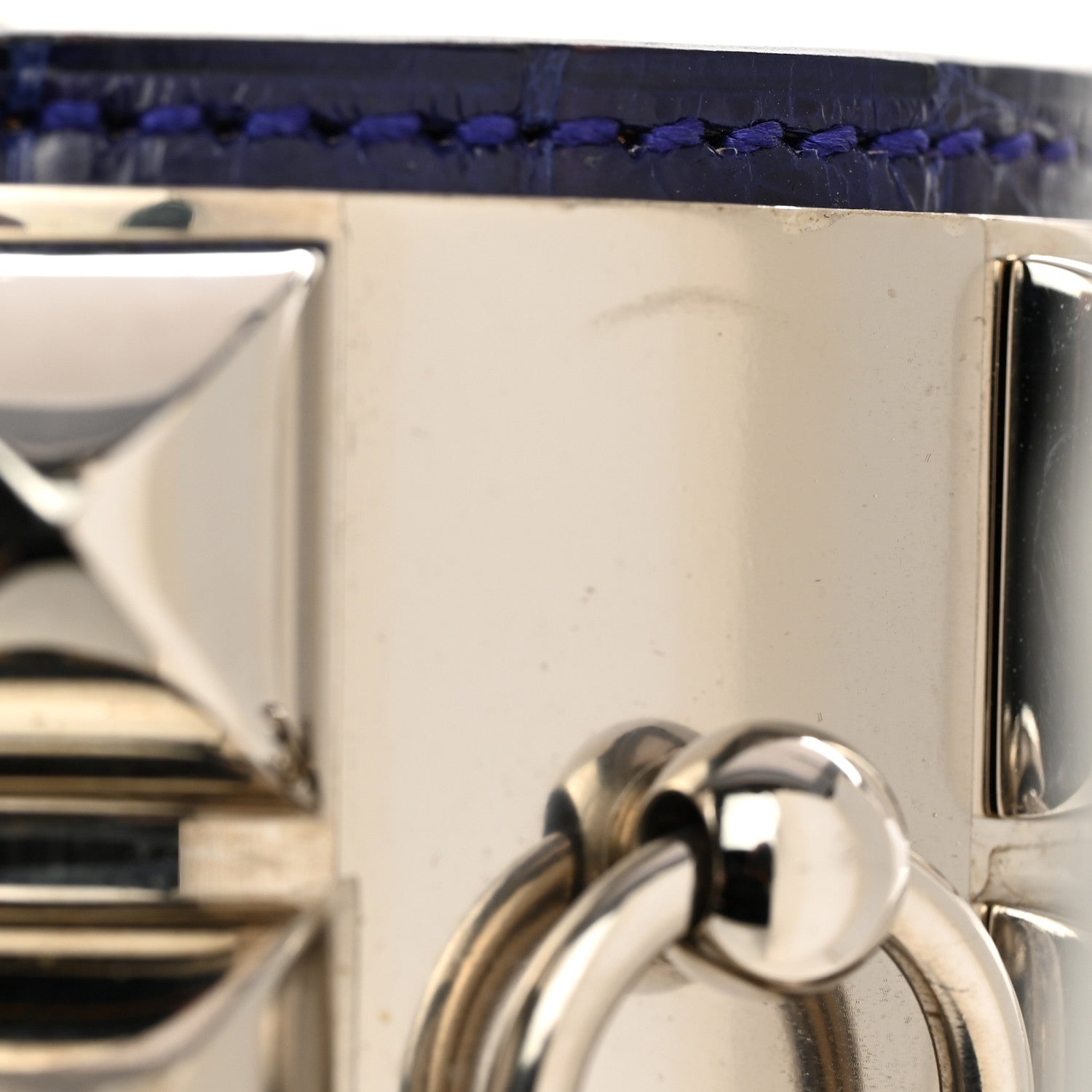 Hermes Shiny Alligator Collier De Chien CDC Bracelet S Bleu Electrique 7 of 7