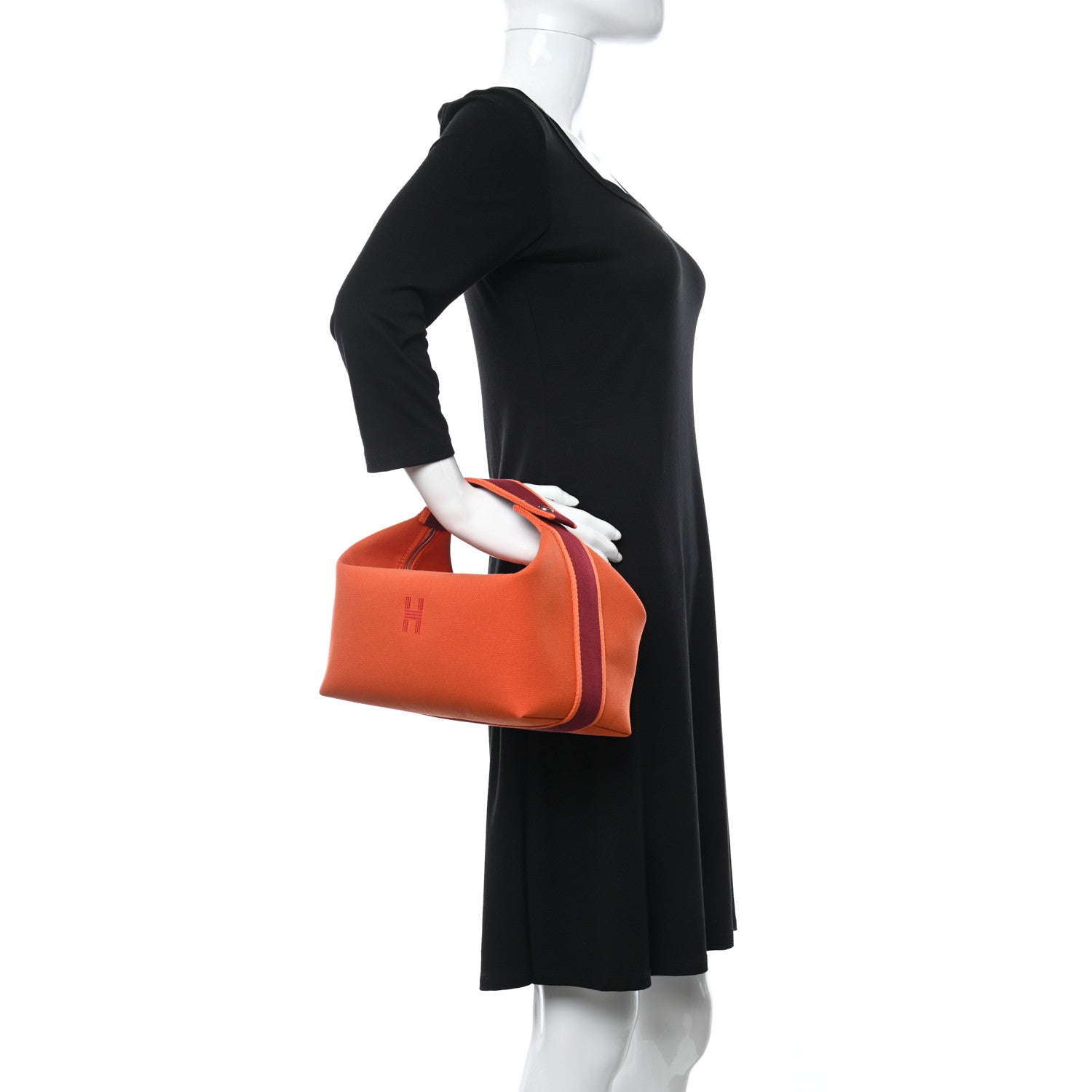 Hermes Canvas Large Bride-A-Brac Pouch Orange Feu Burgundy 2 of 9