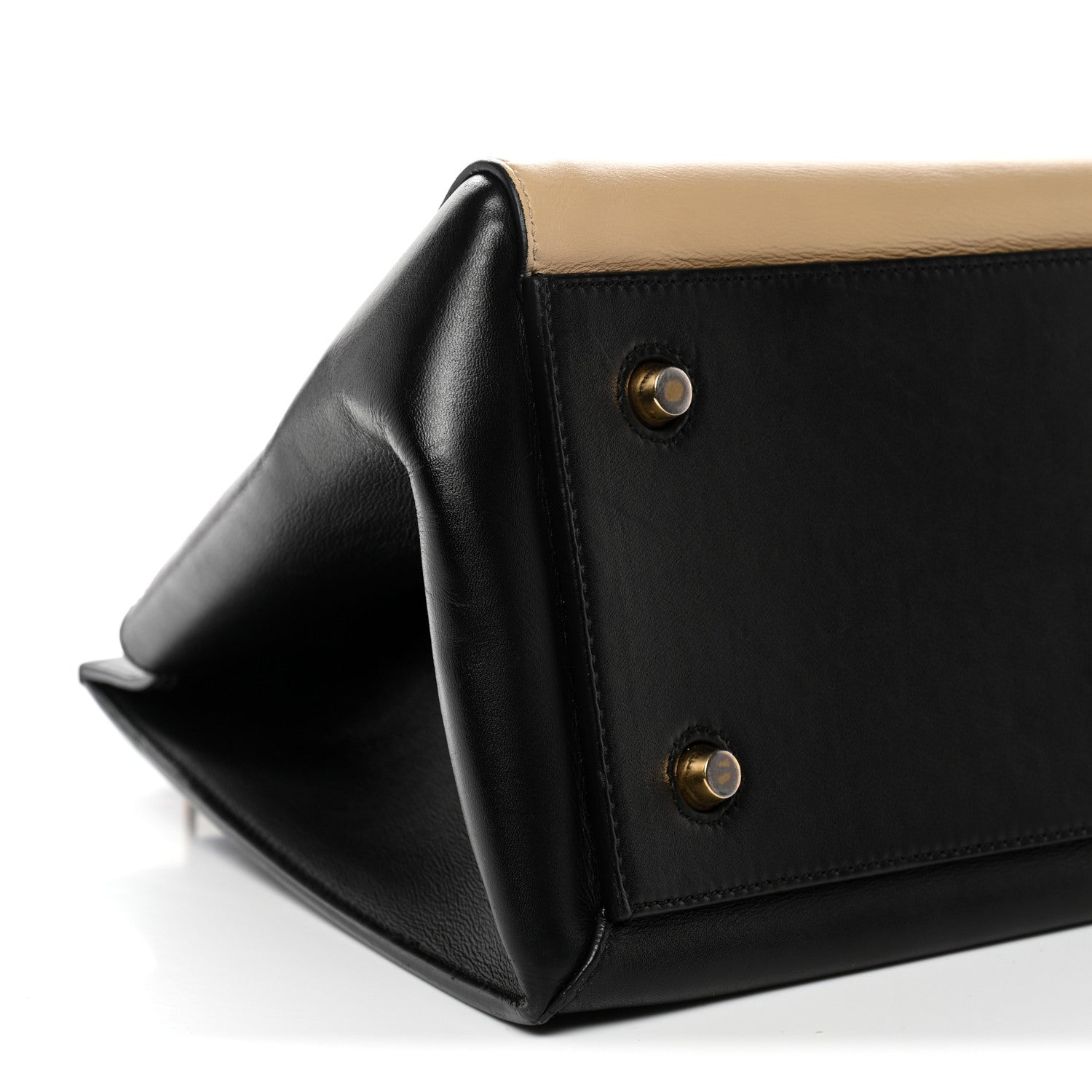Celine Smooth Calfskin Medium Bi-Color Edge Shoulder Bag Black Beige 8 of 11