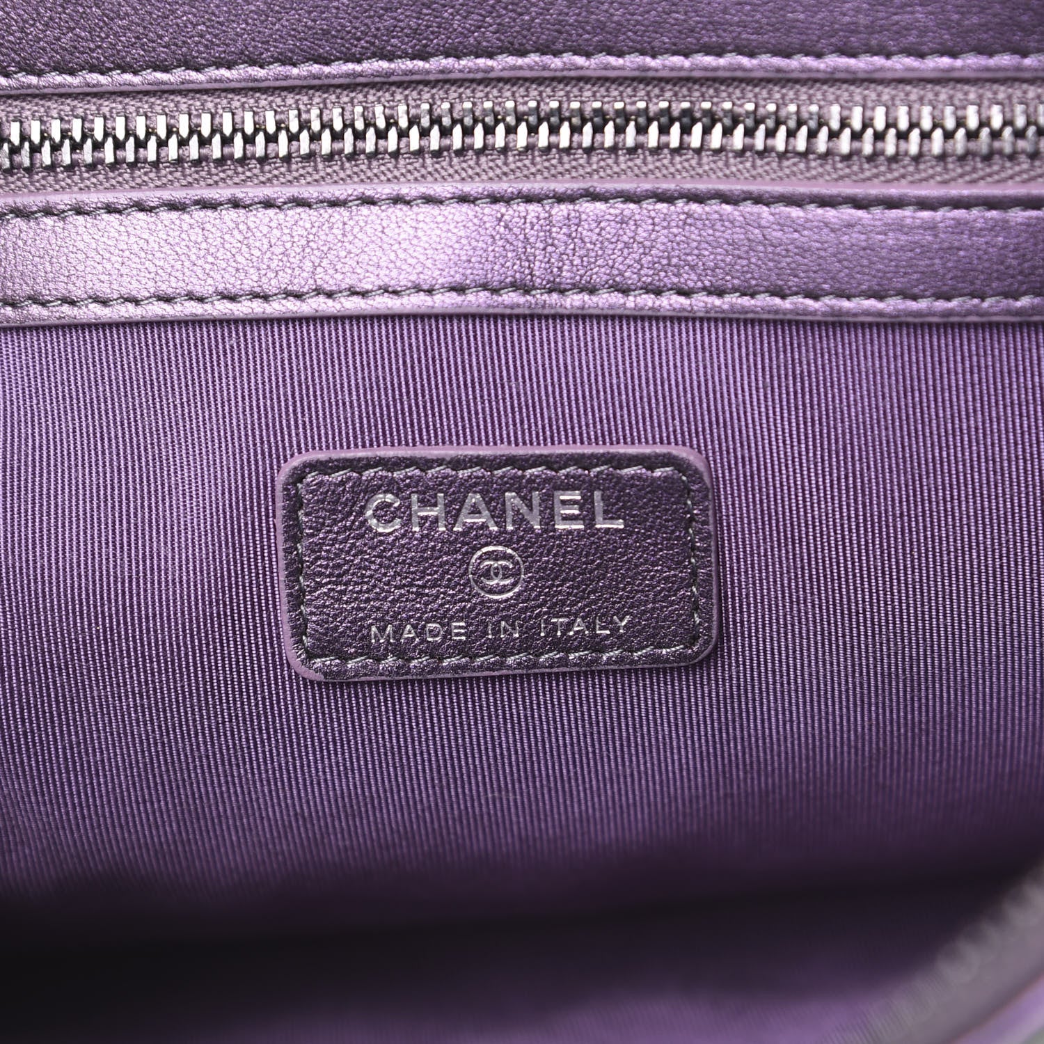Chanel Metallic Lambskin Quilted Medium Cosmetic Case Purple 5 of 7