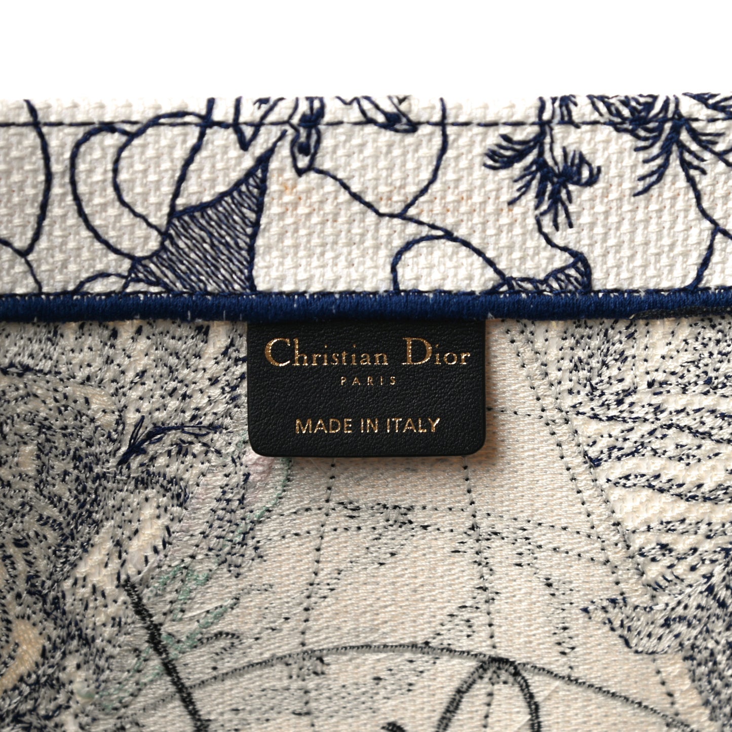 Canvas Embroidered Large Around The World Book Tote Blue